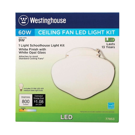 Westinghouse Westinghouse Semi-Gloss White Schoolhouse Ceiling Fan Light Kit 77853